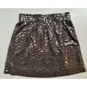 GARNET HILL Gray Sequin Mini Party Skirt Small Cocktail Night Out Holiday
